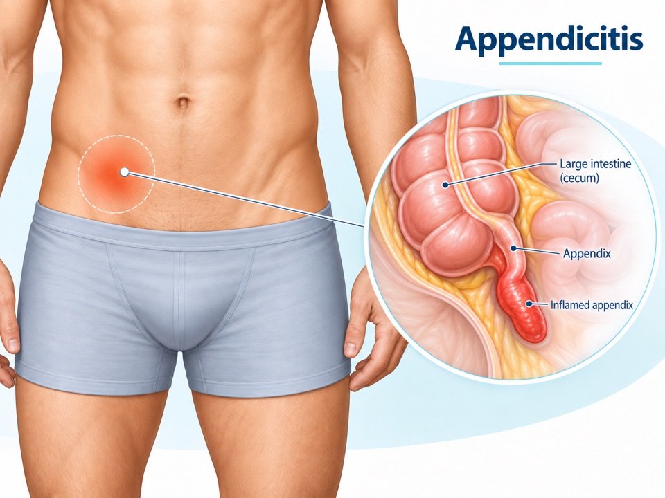 Appendix Surgery explanatory illustration